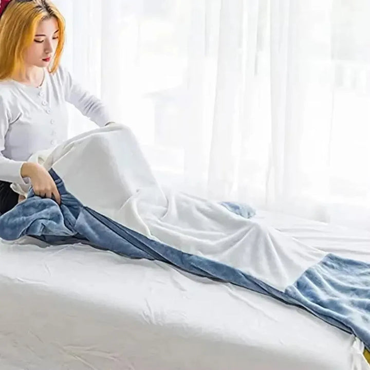 Harwelton™ Soft Flannel Shark Hoodie Blanket with Leg Wrap