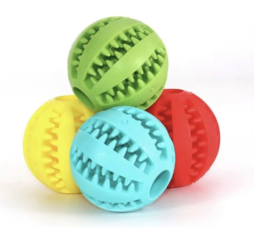 Tough Rubber Treat Ball for Dogs and Cats, Chew and Fetch Toy