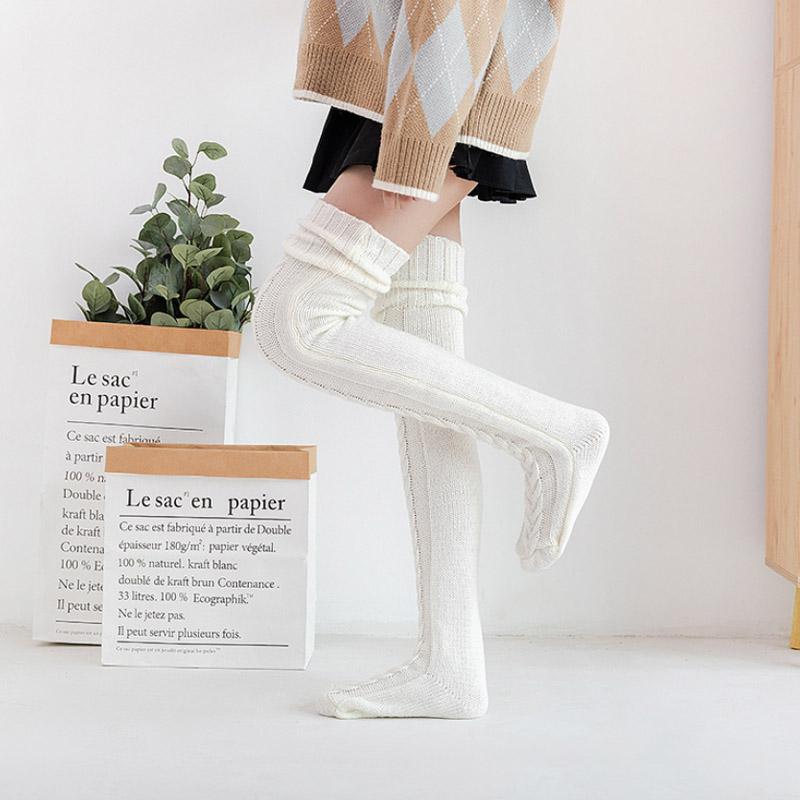Hand-Knitted Long Knee Socks in Soft Ribbed Knit