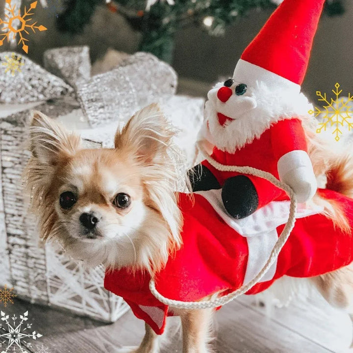 Harwelton™ Santa Riding Dog Christmas Costume with Adjustable Straps
