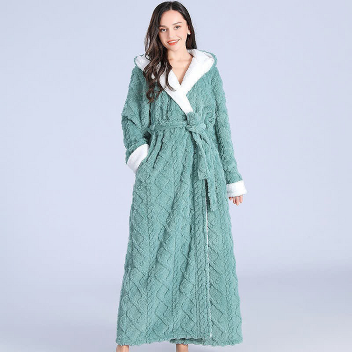 Harwelton™ Long Plush Hooded Dressing Gown with Two Front Pockets