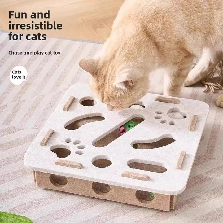Felt Cat Puzzle Box with Hidden Bells for Indoor Play
