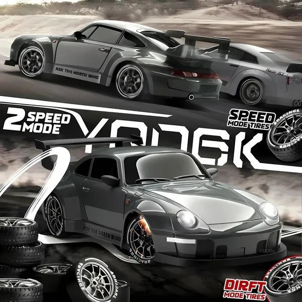 Retro 4WD Drift RC Car with LED Lights and Swappable Tyres