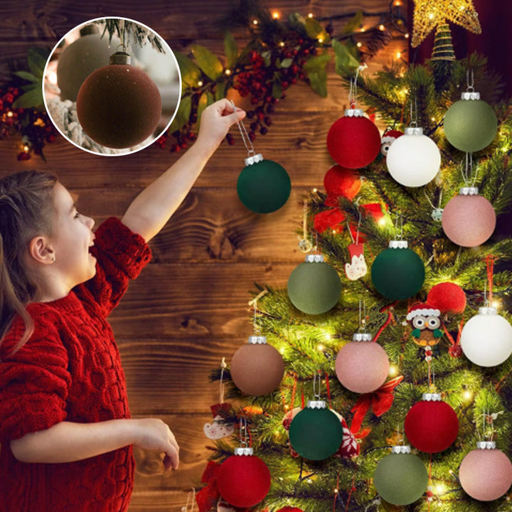 Velvet Christmas Baubles Set of 12 with Soft Matte Finish