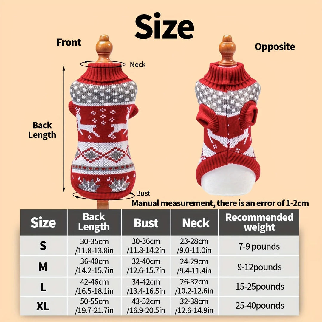Knitted Christmas Jumper for Small Dogs with Festive Pattern