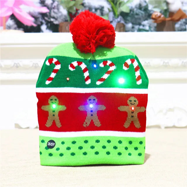 Harwelton™ LED Light-Up Knitted Christmas Hat for Kids &amp; Adults