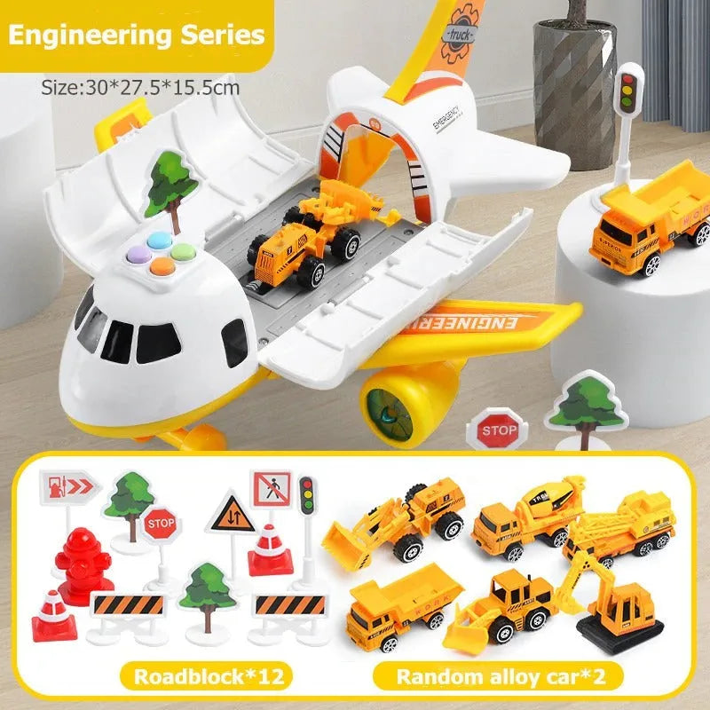 Harwelton™ XL Airplane Toy Set with Cars, Crane and Road Signs, 20 Pieces
