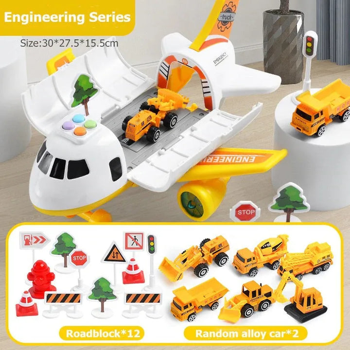 Harwelton™ XL Airplane Toy Set with Cars, Crane and Road Signs, 20 Pieces