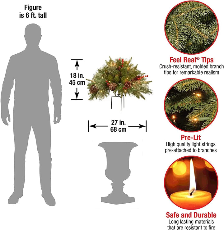 Harwelton™ Pre-Lit Christmas Urn Filler with Pine Cones and Berries