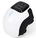 White cordless knee massager wrapped round a knee