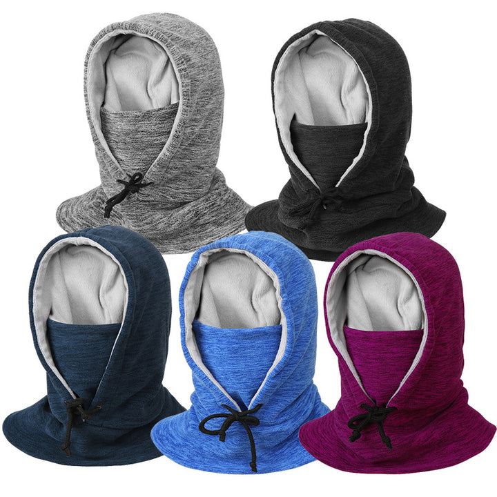 Person wearing black fleece balaclava hood