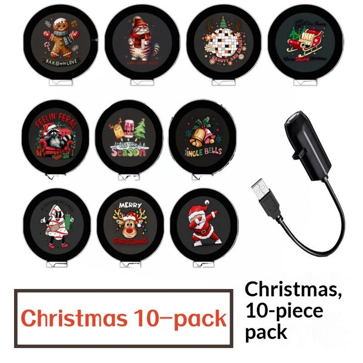 USB projector casting Christmas pattern on wall