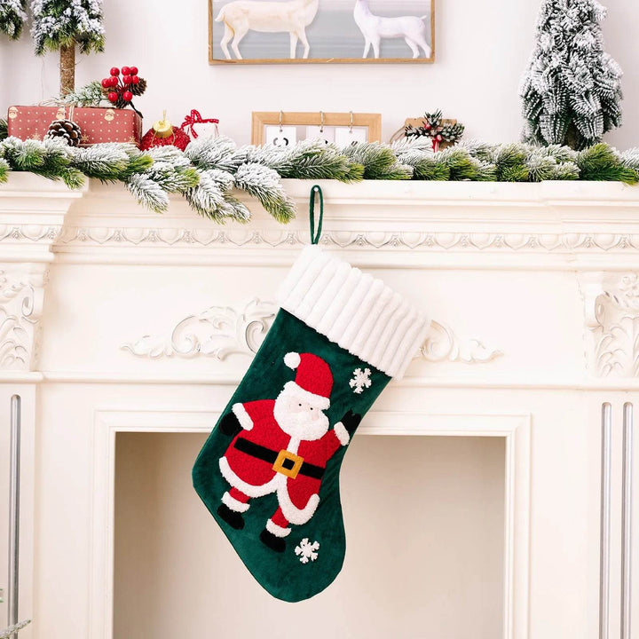 Gold Velvet Patch Christmas Stocking Hanging Decoration