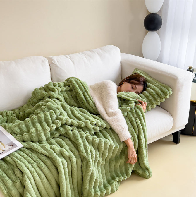Thick faux rabbit fur throw