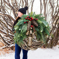 Harwelton™ Handmade Rustic Christmas Wreath with Pine Cones and Golden Bells