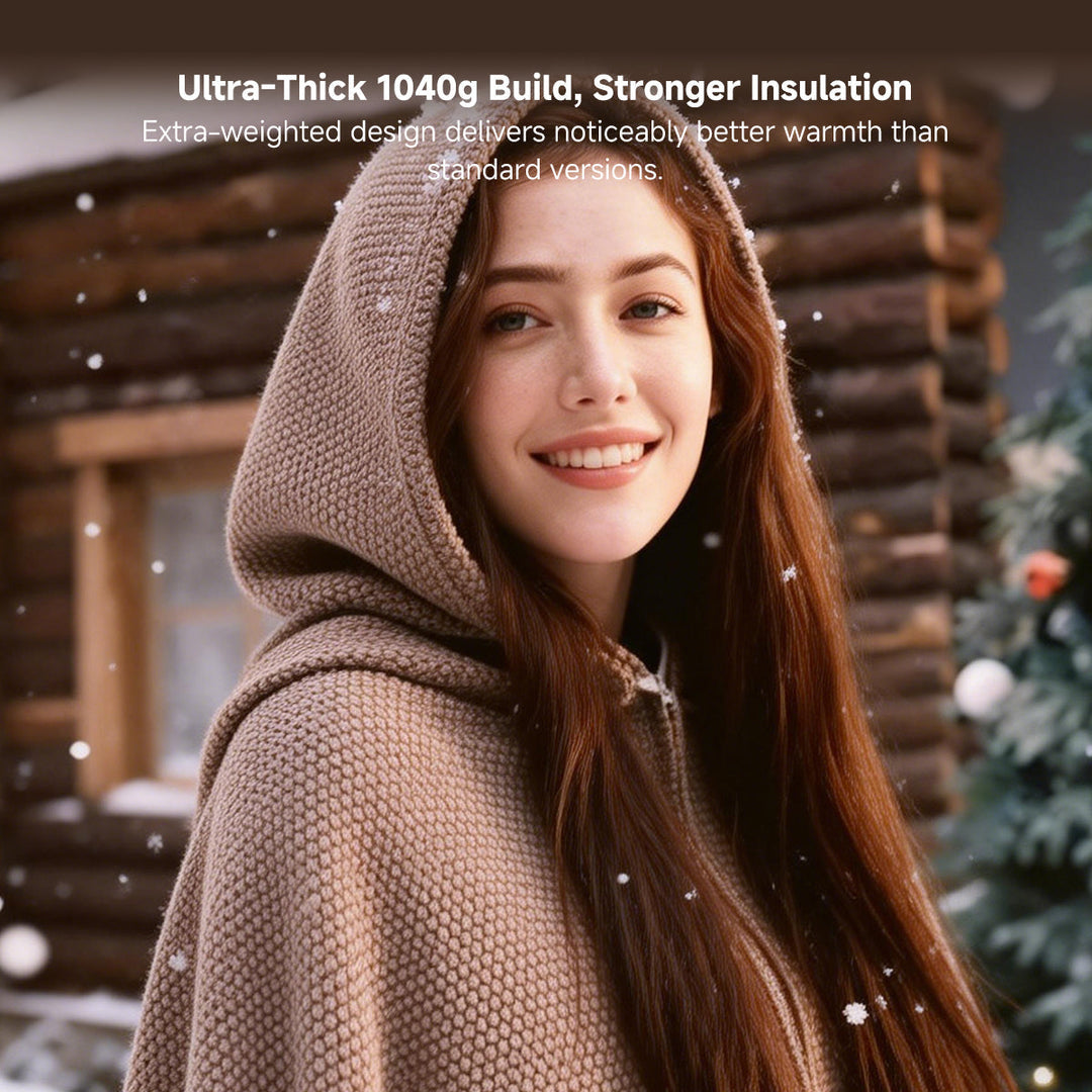 Harwelton™ Hooded USB Heated Shawl with Zip and 3 Heat Settings