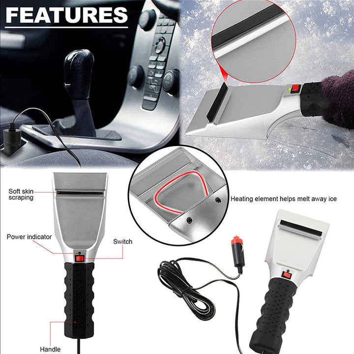Heated 12V Ice Scraper with Built-In LED Light