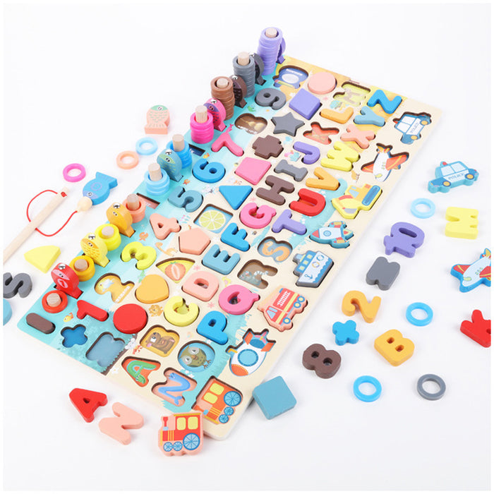 Harwelton Wooden Montessori board with numbers and fishing game