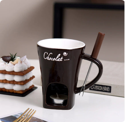 Harwelton Ceramic fondue mug with fork for one