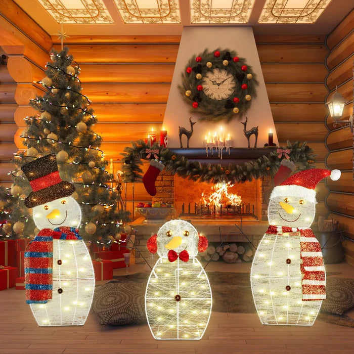 Harwelton Set of 3 Light-Up Snowman Family Figures