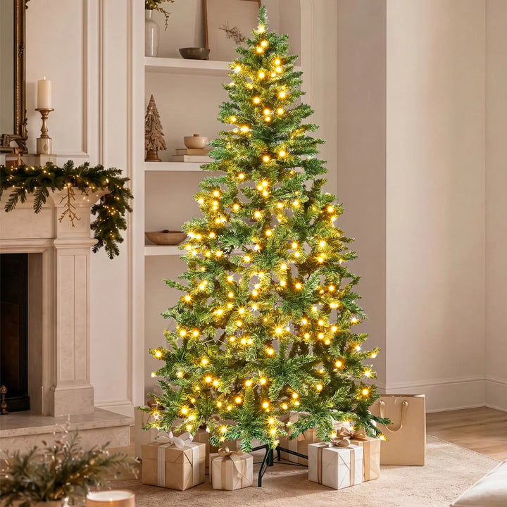 Flat-back half Christmas tree with lights