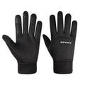 Black velvet lined winter sports gloves