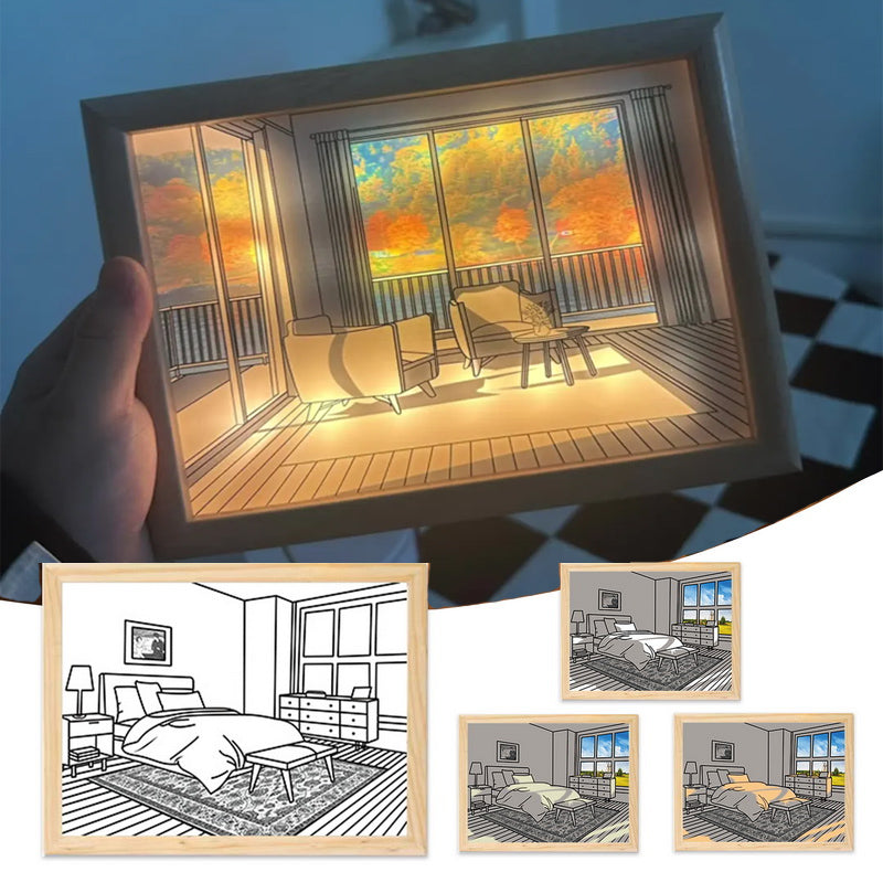 Framed LED painting with sunshine glow