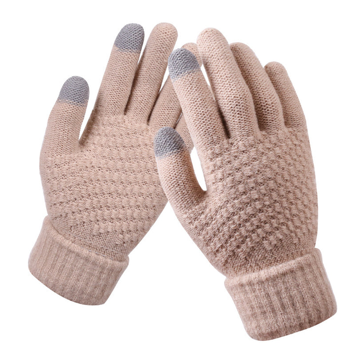 Navy textured knit touchscreen gloves