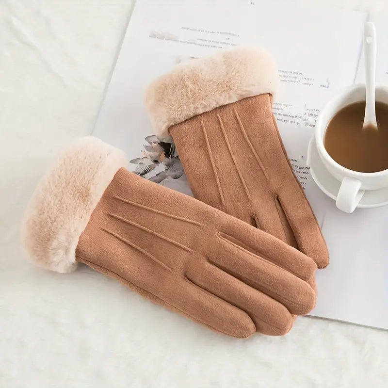 Harwelton™ Velvet-Lined Suede Winter Gloves with Plush Cuff