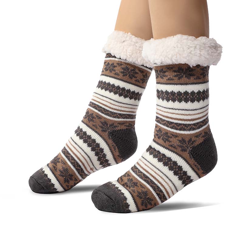 Ultra-Thick Snowflake Slipper Socks with Silicone Grips