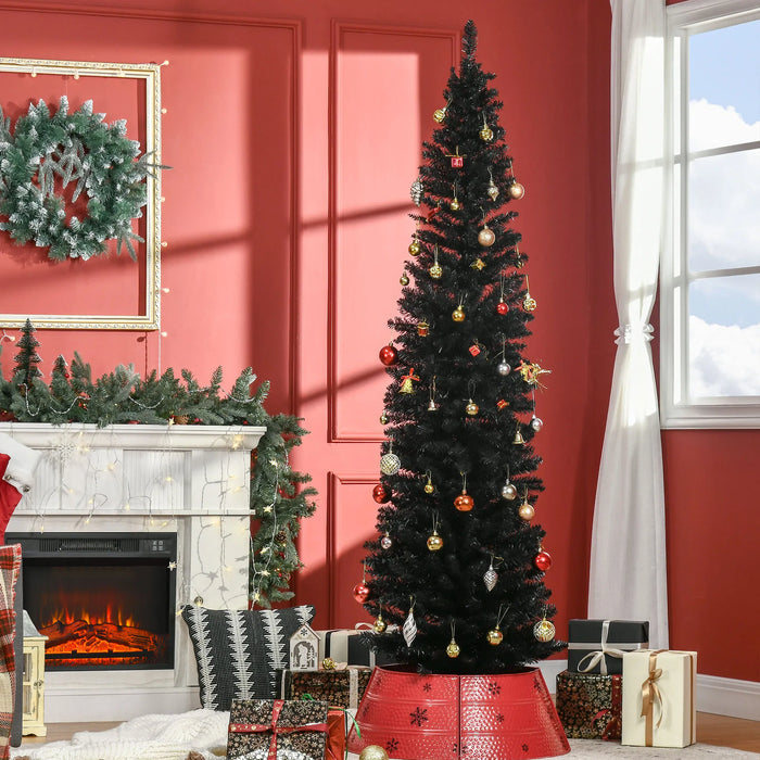 Harwelton Black Pencil Christmas Tree 7 ft, Slim for Small Spaces