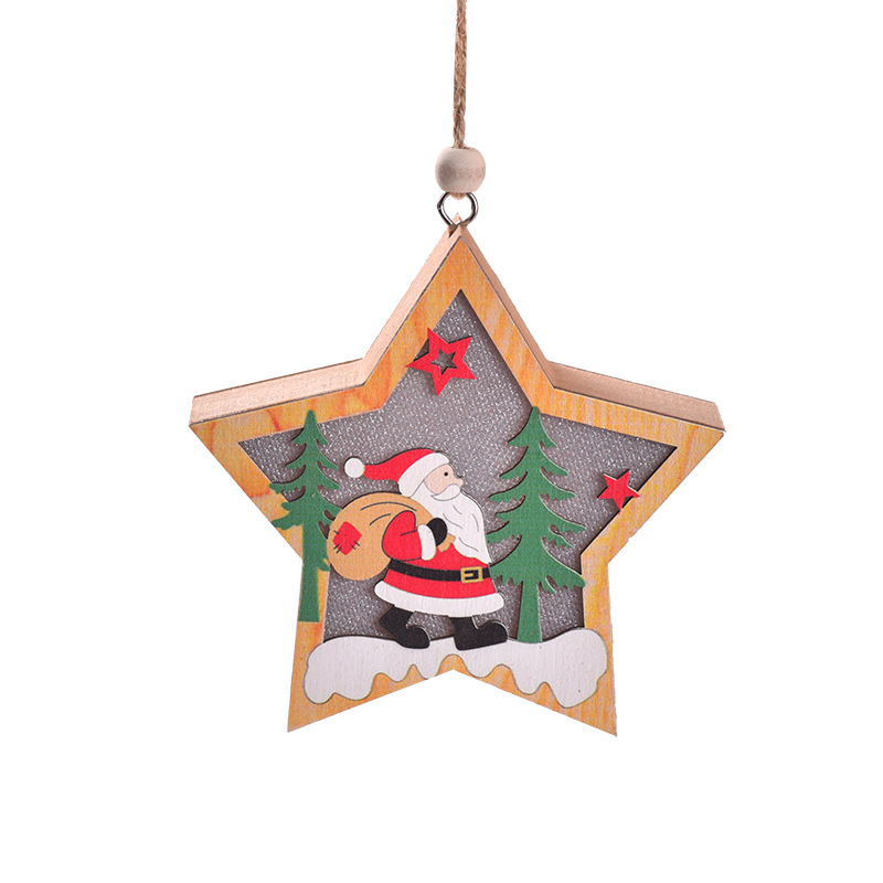 Wooden Christmas Light Box Ornament in Round or Star Shape