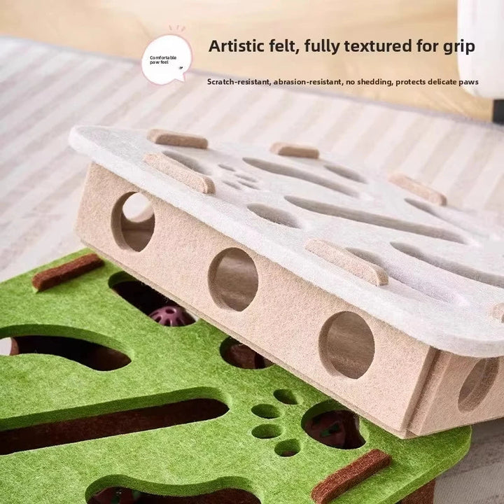 Felt Cat Puzzle Box with Hidden Bells for Indoor Play