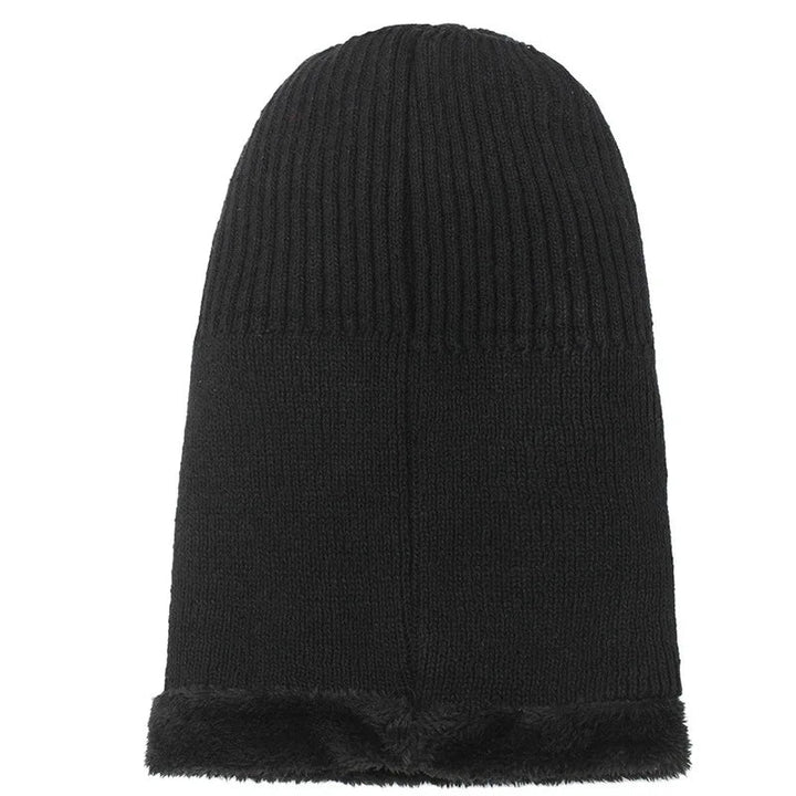 Knitted Balaclava Beanie with Visor and Plush Lining