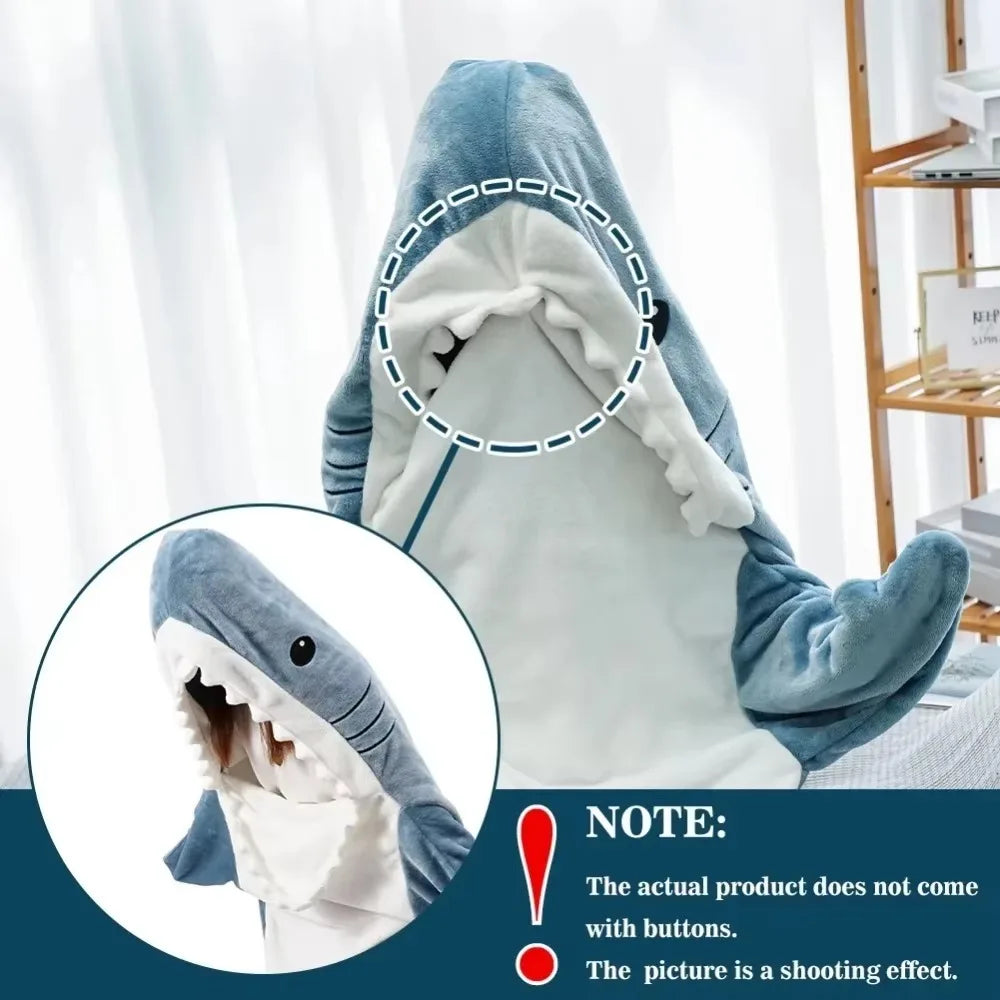 Harwelton™ Soft Flannel Shark Hoodie Blanket with Leg Wrap
