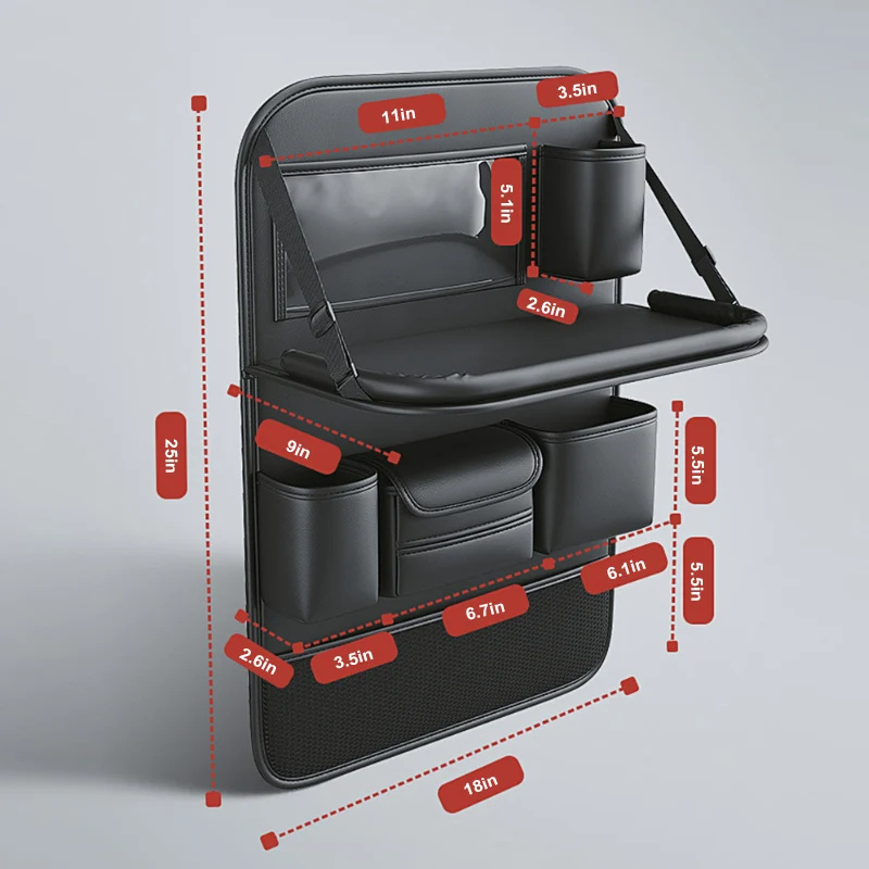 Car Seat Back Organiser with Fold-Down Tray and Tablet Holder