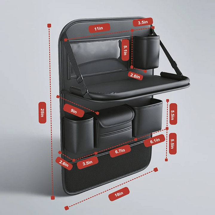 Car Seat Back Organiser with Fold-Down Tray and Tablet Holder