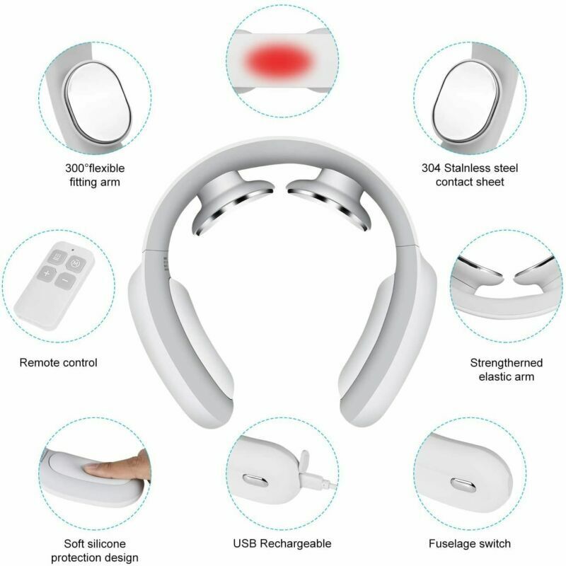 Harwelton™ Rechargeable Pulse Neck Massager with Heat, 15 Levels
