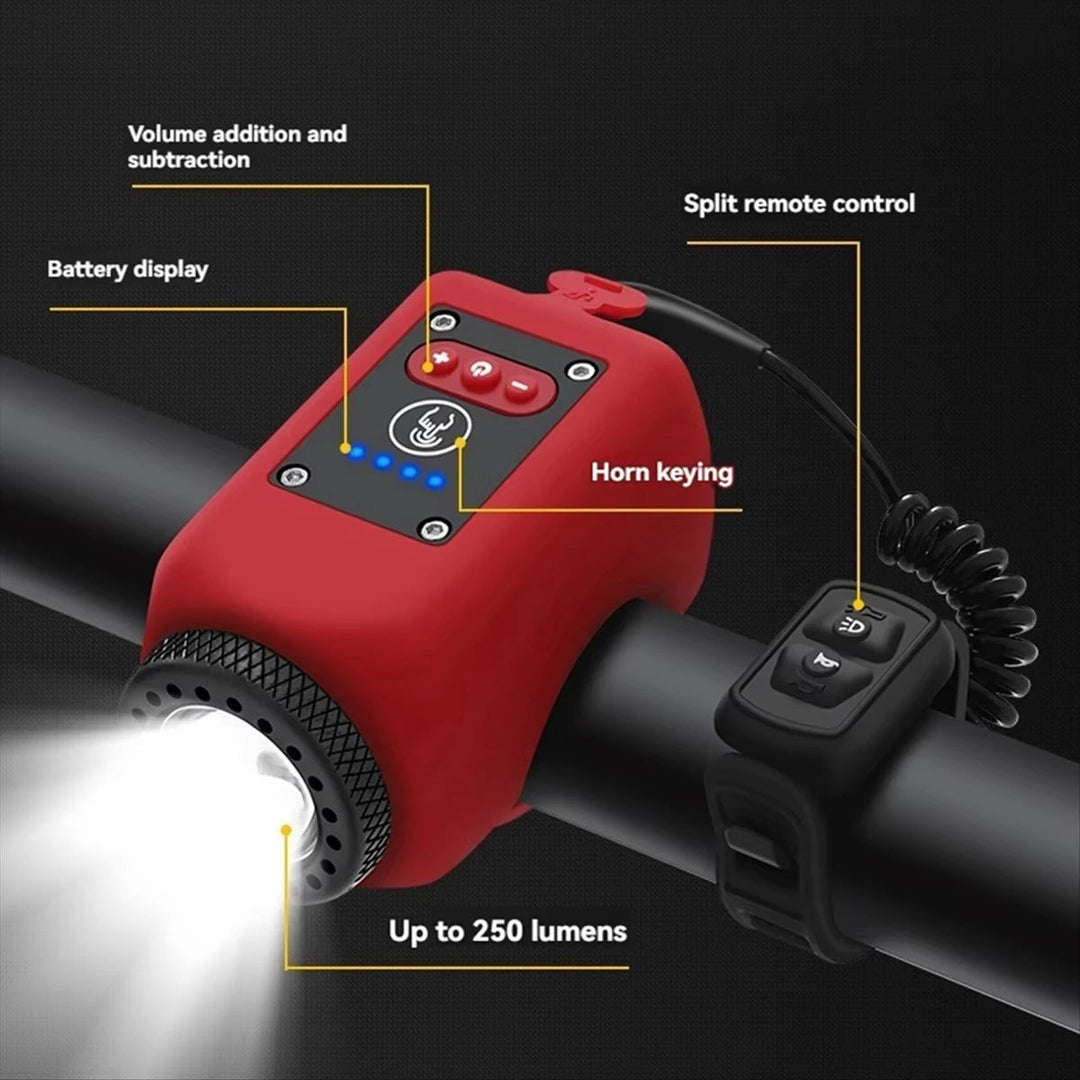 Bike Horn and Front Light with 110 dB Alarm and Remote