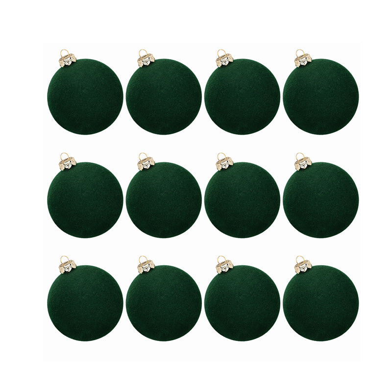Velvet Christmas Baubles Set of 12 with Soft Matte Finish