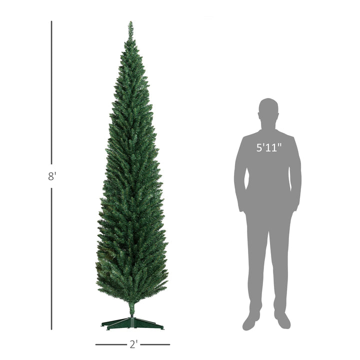 Tall green slim pencil tree, unlit
