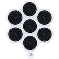 White hexagonal warming plates with dishes on top