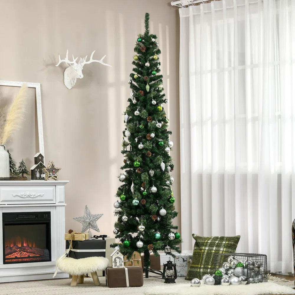 Tall slim tree with pine cones
