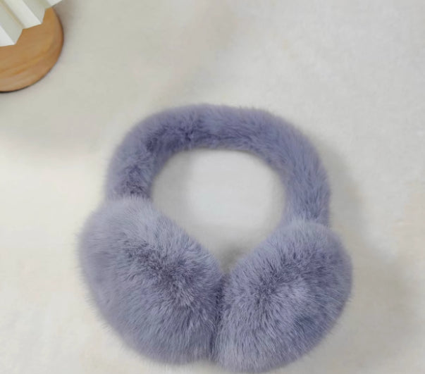 White fluffy faux fur earmuffs