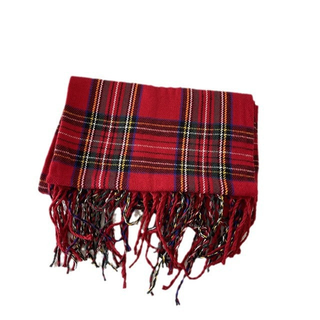 Harwelton Red Tartan Scarf with Tassels, 200 x 50 cm