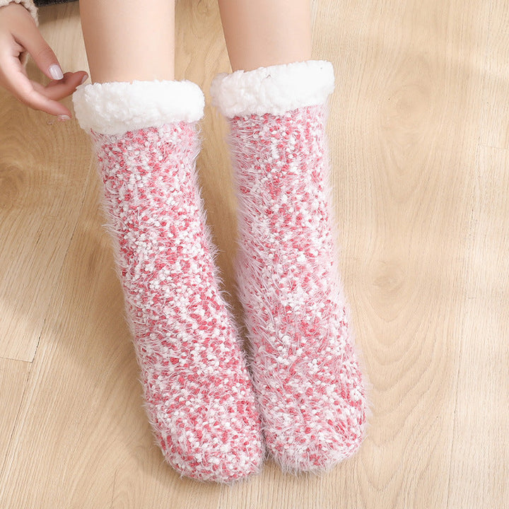 Sherpa-Lined Slipper Socks with Anti-Slip Silicone Soles