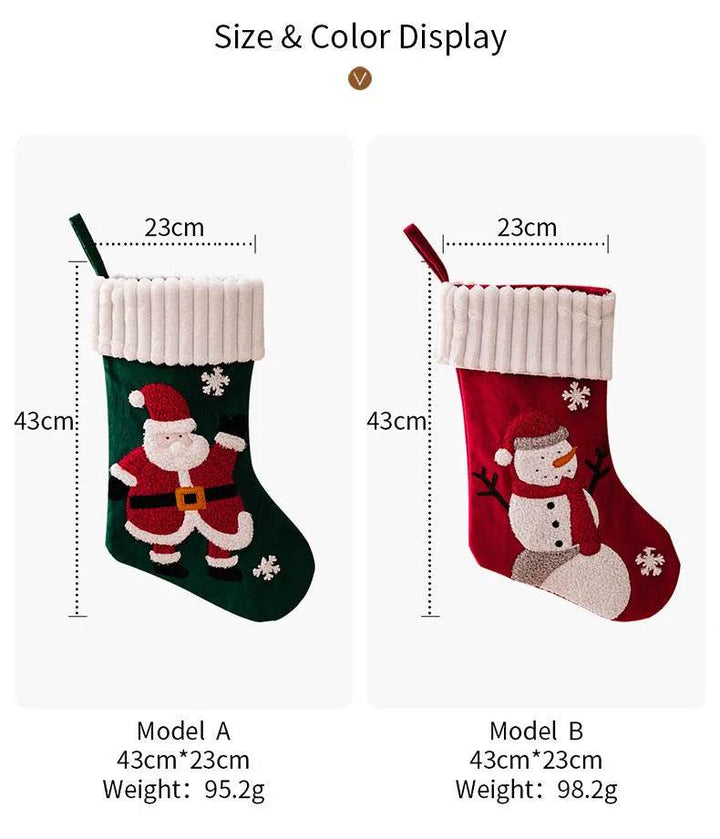 Gold Velvet Patch Christmas Stocking Hanging Decoration