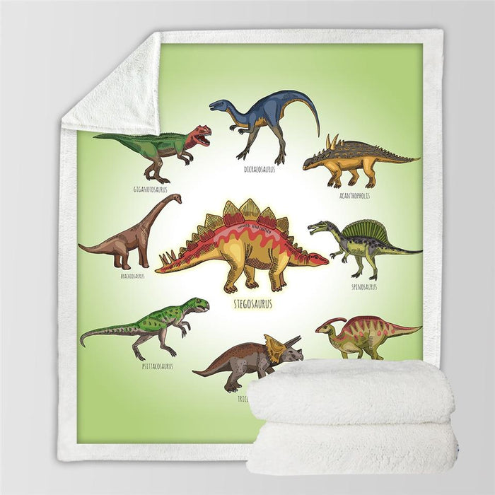 Harwelton Kids' dinosaur blanket with a fluffy sherpa back