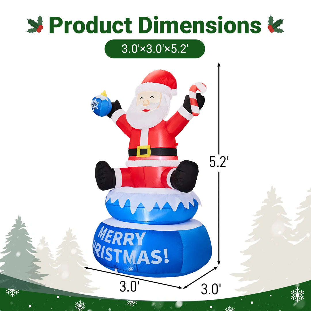 Inflatable Santa on rotating Merry Christmas base
