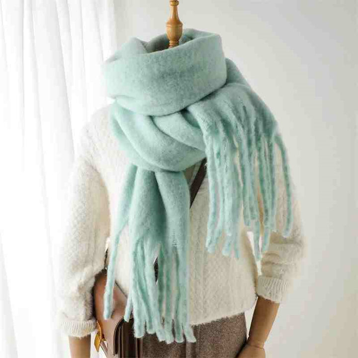 Mustard thick fluffy winter scarf